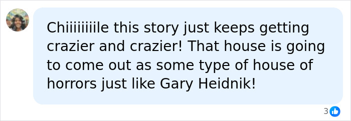 A social media comment describing the story of the mom as a house of horrors with disturbing details.