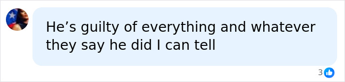A social media comment stating belief in the guilt of a person related to a Mom Goes Into House Of Horrors case.