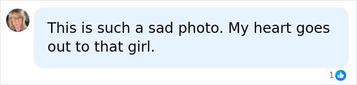 A comment expressing sadness about a photo related to the house of horrors incident and concern for the girl involved.