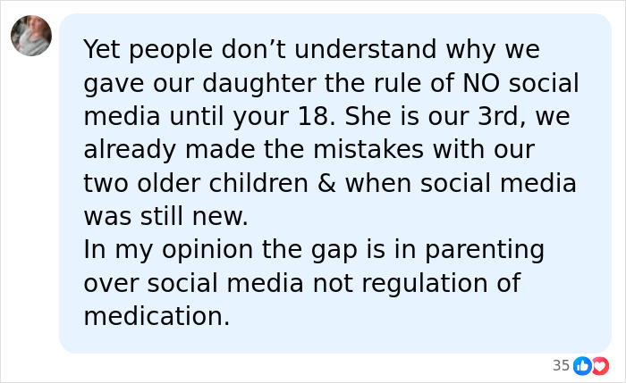 A social media post from a parent discussing parenting over social media and dangerous social media challenges.