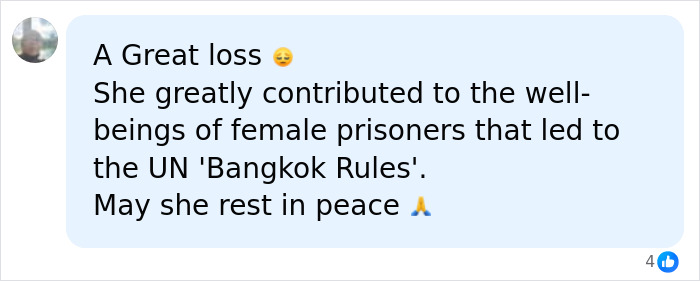 Comment expressing loss and contributions of Thai princess and praying for her peace Comment expressing loss and contributions of Thai princess and praying for her peace