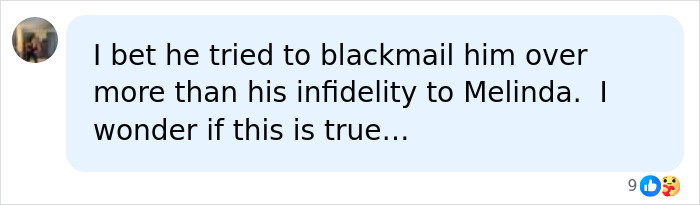Comment about Bill Gates blackmail involving infidelity and Melinda Comment about Bill Gates blackmail involving infidelity and Melinda