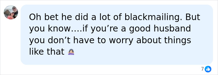 Social media comment about blackmail and marriage Social media comment about blackmail and marriage