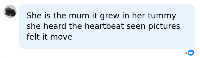 A chat message discusses the emotional connection of an IVF mother to the baby she carried, despite the mix-up.