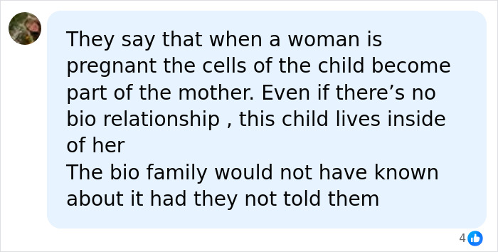 A comment on the truth of IVF mix-up, discussing a mother implanted with the wrong baby and the biological relationship.