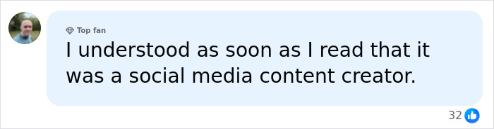A social media comment discussing a fitness influencer and a social media content creator.