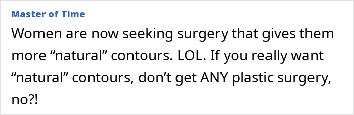 Comment on natural contours and plastic surgery trends