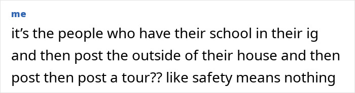 Text from a private investigator about homeowners sharing school and house details on social media.