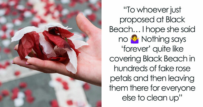 Couple Leaves Behind Fake Petals On Beach After Proposal, Sparks Fury After Photographer Exposes Them
