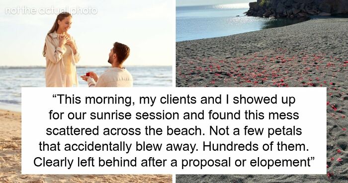 Couple Leaves Behind Fake Petals On Beach After Proposal, Sparks Fury After Photographer Exposes Them