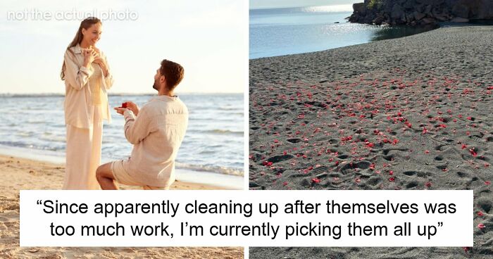 Couple Leaves Behind Fake Petals On Beach After Proposal, Sparks Fury After Photographer Exposes Them