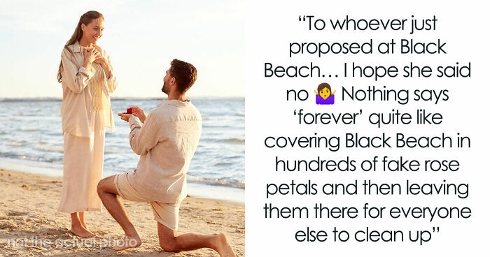 Couple Leaves Behind Fake Petals On Beach After Proposal, Sparks Fury After Photographer Exposes Them