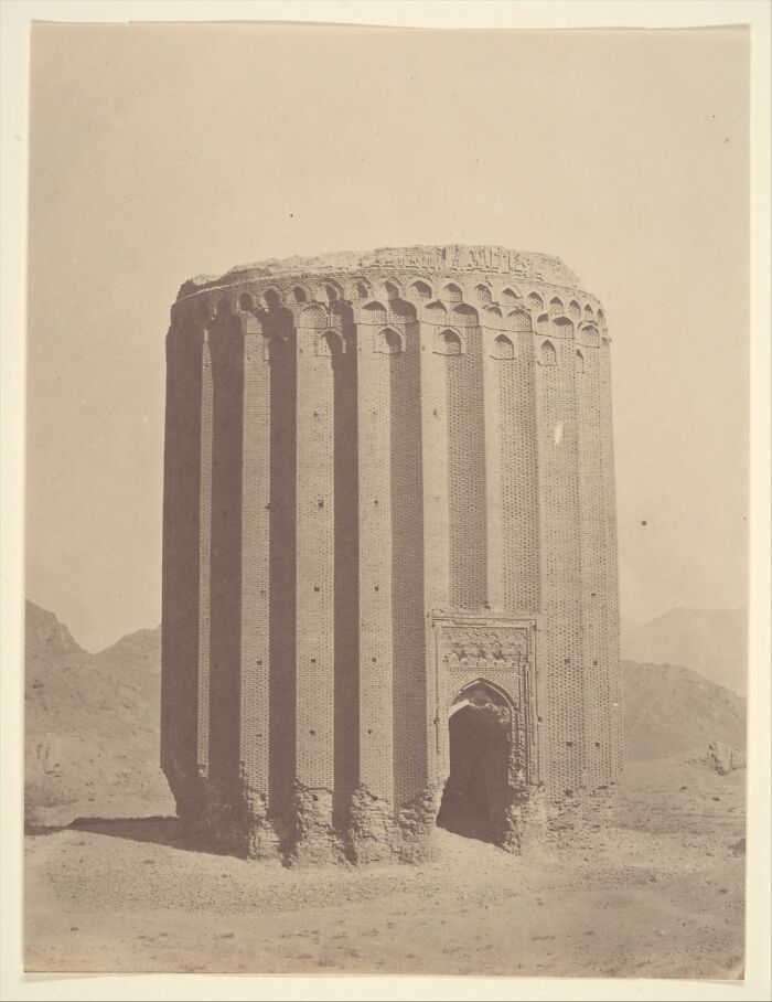 A large, circular brick tower, an interesting object that is still intact after all these years.
