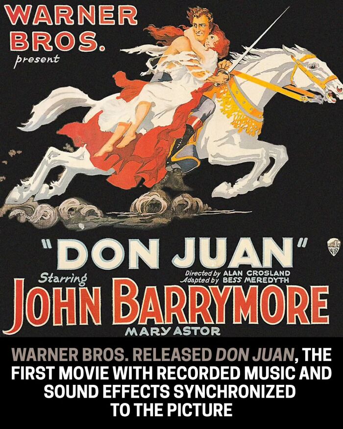 Rare historical photo: vintage movie poster for Don Juan, among interesting historical photos of cinema.