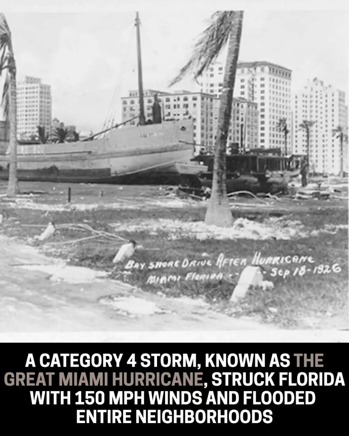 Rare historical photo of the Great Miami Hurricane aftermath, an interesting historical photo of destruction.