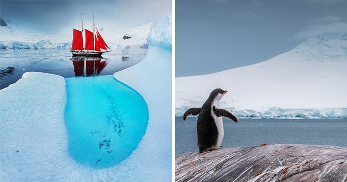 This Photographer Captured Antarctica’s Frozen Landscapes From A Red-Sailed Schooner (42 Pics)