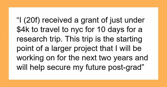 20YO Gets $4K Grant To Go On NYC Research Trip, Worried Parents Threaten To Cut Her Off