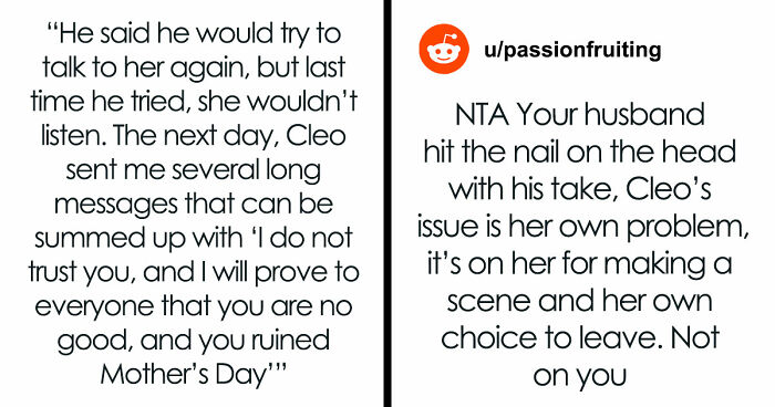 Woman Thinks She Has A Say In Who Shows Up On Mother’s Day, Storms Out When Mom Defends SIL