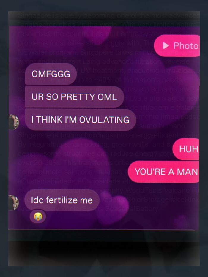 Cringe text message claiming ovulation despite being a man