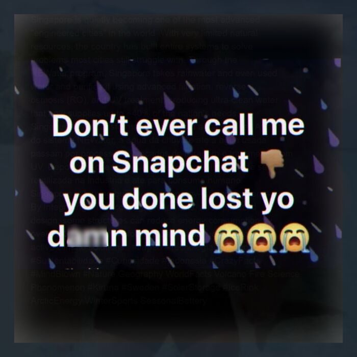 Cringe text warning about calling on Snapchat with emojis