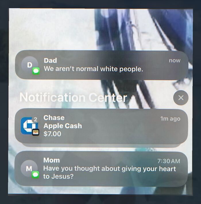 Funny notification center with texts and cash alerts, embarrassing posts and memes cringe humor