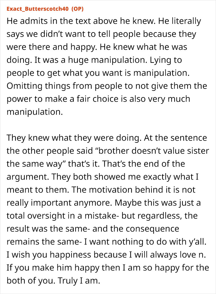 Woman Becomes Estranged From Beloved Brother After Fake Wedding Drama Destroys Trust Woman Becomes Estranged From Beloved Brother After Fake Wedding Drama Destroys Trust