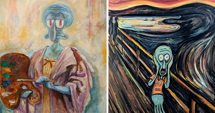Artist Reimagines Squidward As The Star Of Classical Paintings (31 Pics)