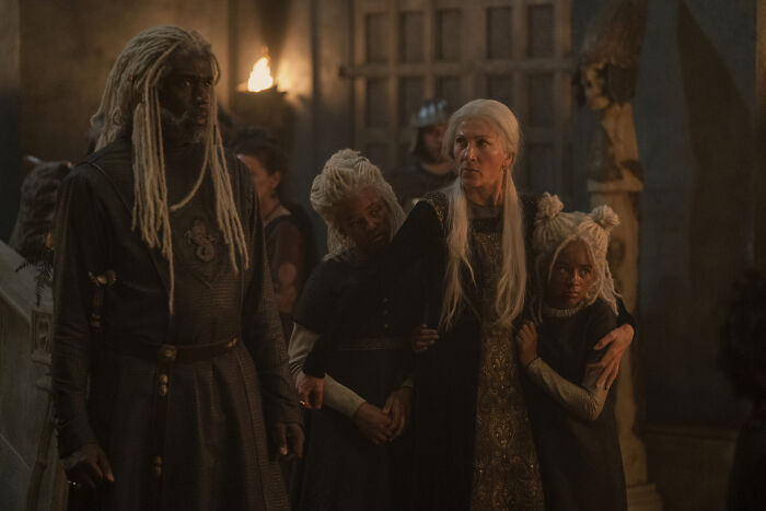 Members of the Targaryen family, highlighting the House of the Dragon family tree, standing together. Members of the Targaryen family, highlighting the House of the Dragon family tree, standing together.