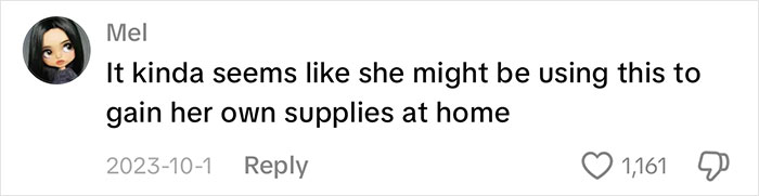 Comment suggests teacher might be using classroom supplies for home use
