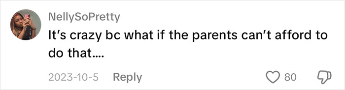 Comment expressing concern about parents who can't afford school supplies