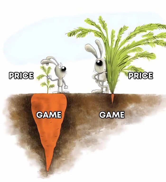 Carrot and rabbit game price comparison meme illustrating hidden value random memes