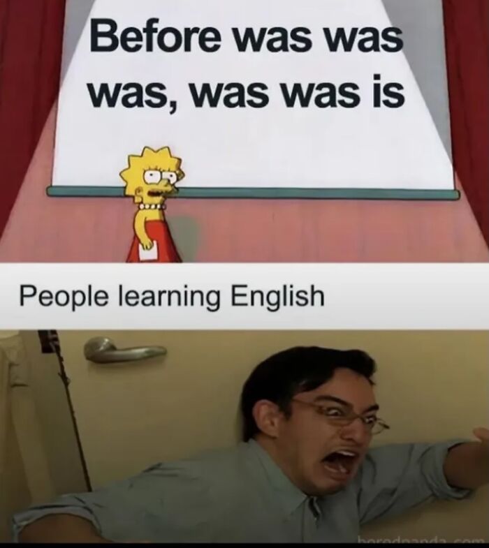 Confusing English was meme with Lisa Simpson and yelling man random memes