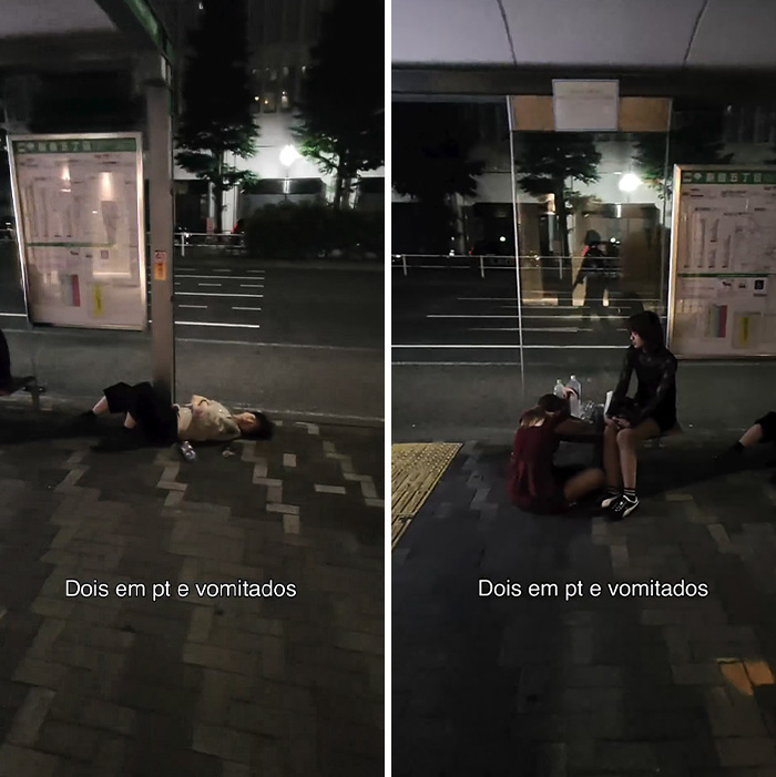 A tourist shares the dark side of Japan, showing people passed out on the street at night, highlighting a hidden reality.