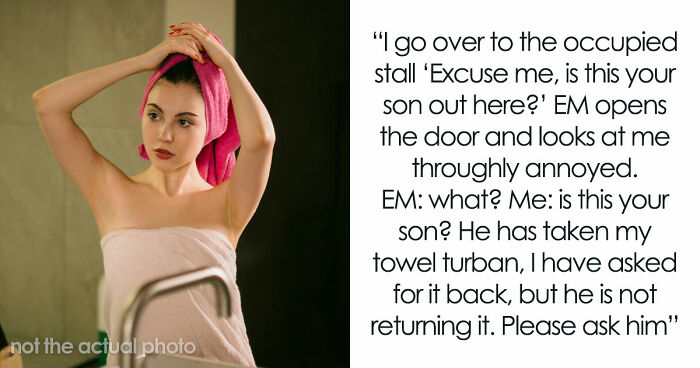 Kid Steals Woman’s Hair Towel, Mommy Dearest Comes To His Rescue And Accuses Woman Of Harassing Him