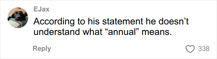 User states misunderstanding of annual definition related to Trump health filings User states misunderstanding of annual definition related to Trump health filings