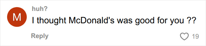 Comment questioning McDonald’s health benefits related to Trump health Comment questioning McDonald’s health benefits related to Trump health