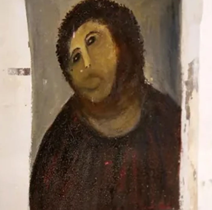 Restoration of botched religious mural painting