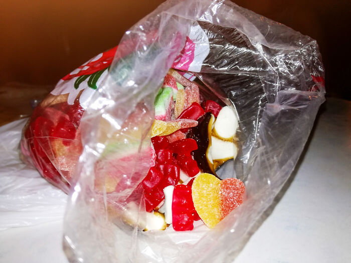 Open bag of colorful candy symbolizing sweet yet complicated relationships