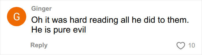 Comment describing Bryan Kohberger as pure evil after reading autopsy details