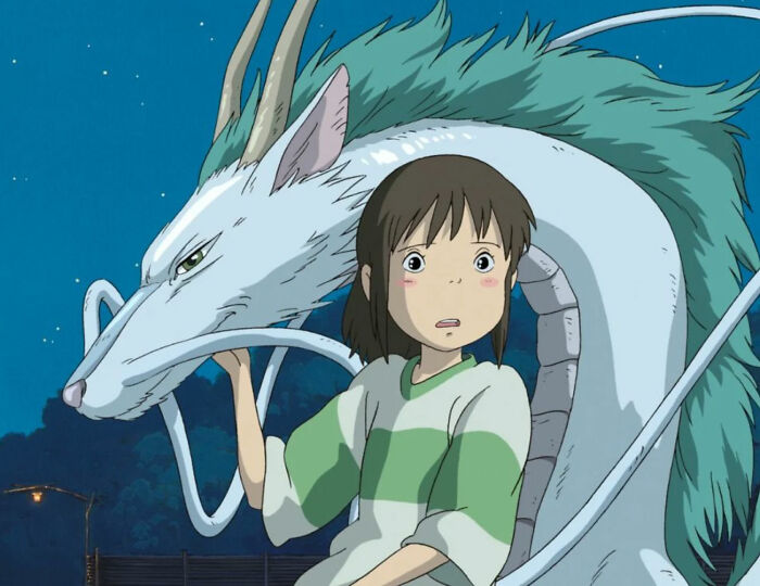 Chihiro from Spirited Away, voiced by actress Daveigh Chase, with Haku in dragon form. Chihiro from Spirited Away, voiced by actress Daveigh Chase, with Haku in dragon form.