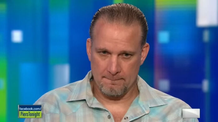 Drew Peterson looking grim on Piers Morgan Tonight, connected to celebrity scandals.
