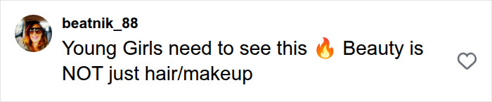 An Instagram comment about natural beauty, stating Beauty is NOT just hair/makeup, sparking debate.
