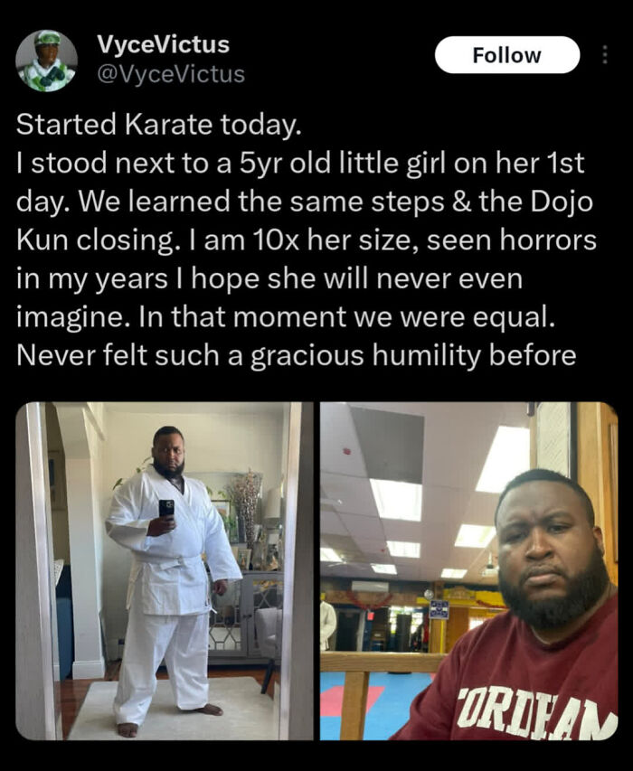 Man shares first day of karate experience in uplifting internet story