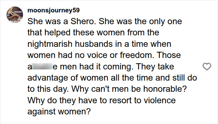 Comment honoring the mysterious woman who helped a****d wives Comment honoring the mysterious woman who helped a****d wives
