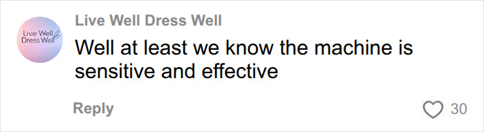Comment appreciating airport security machine sensitivity and effectiveness