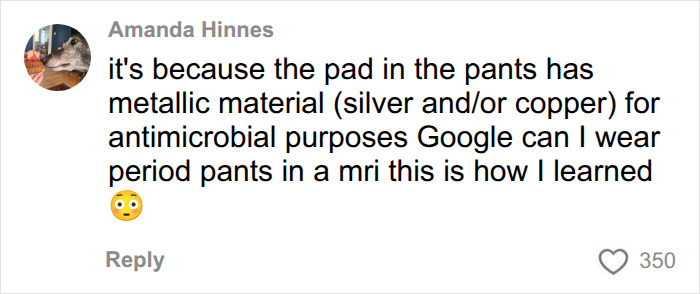 Explanation of metallic material in period pads triggering scanners