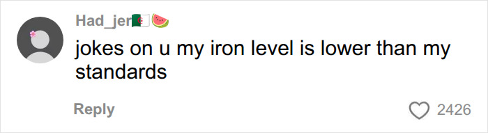 Funny comment about iron level related to airport scanner flag