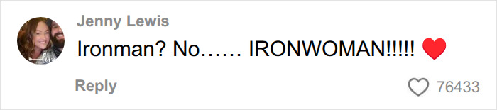 Comment referencing Ironman and Ironwoman in airport security context