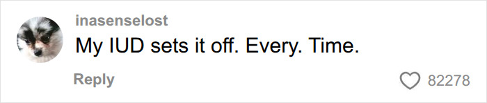 Comment about IUD setting off airport security scanner every time