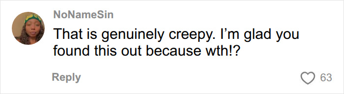 A comment from NoNameSin calling the situation genuinely creepy, regarding a best friend who digitally kidnapped her daughter.